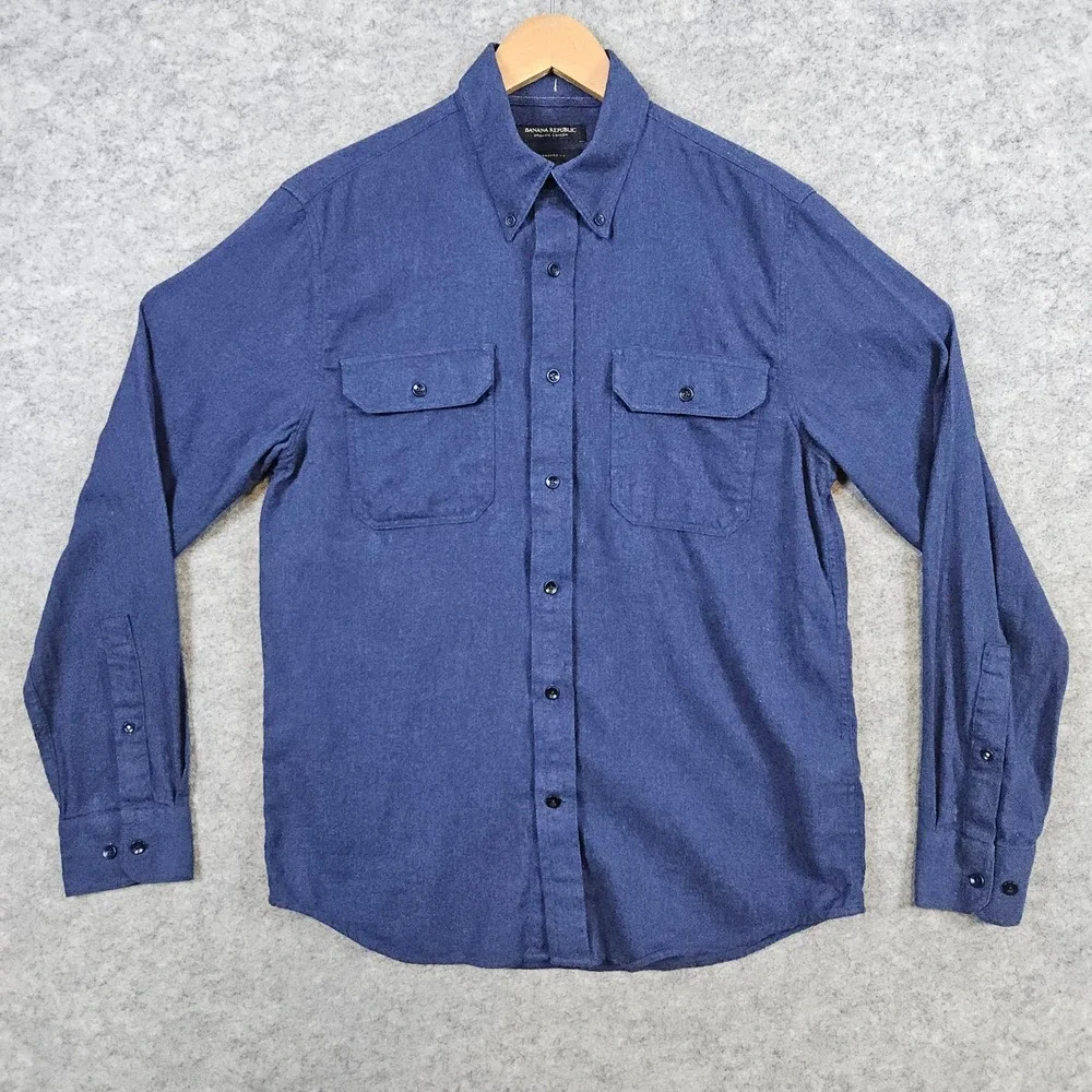 Banana Republic Mens‎ Size S Organic Cotton Standard Fit Blue Button Down Shirt